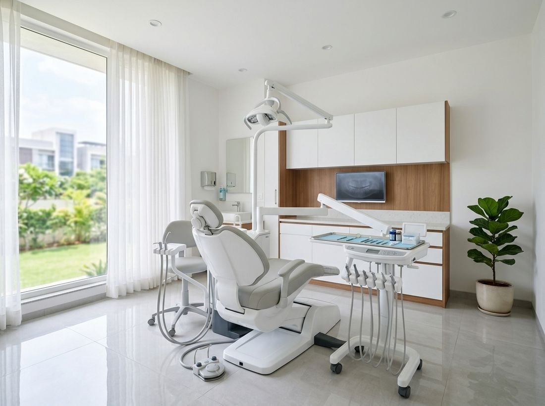 Treatment room at VEERTA DENTA CLINIC prepared for a filling