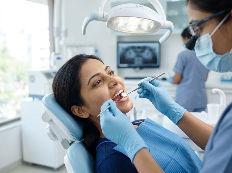 A patient having root canal treatment under local anaesthesia